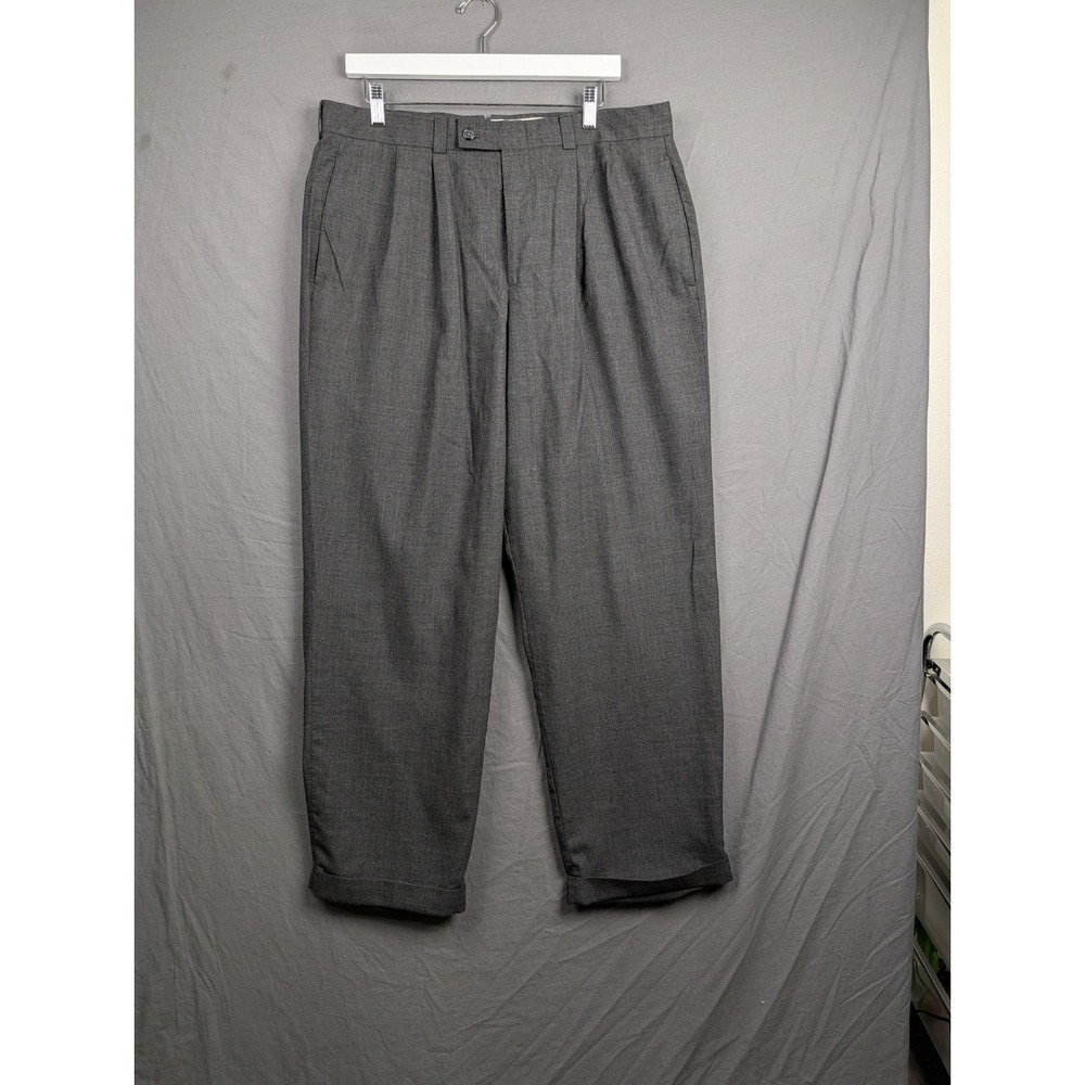 Slates‎ A Dockers Brand Mens Gray 100% Worsted Wool Pleated Dress Pants 36x32
